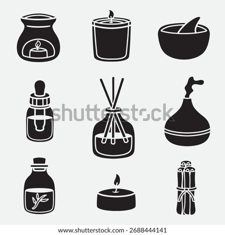 set of aromatherapy good for icon, symbol, logo, element design, silhouette design, etc