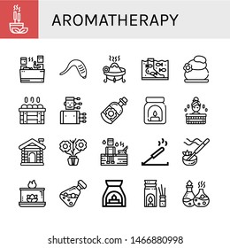 Set of aromatherapy icons such as Incense, Sauna, Leech, Fish therapy, Lithotherapy, Acupuncture, Essential oil, Aroma, Aromatic, Aromatic candle, Aromatherapy , aromatherapy