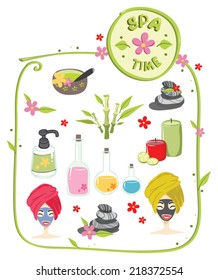set of aromatherapy and relaxation spa theme