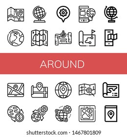Set of around icons such as Map, Earth, Globe, World, World globe, Worldwide , around