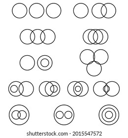 conjunto de disposiciones de tres círculos