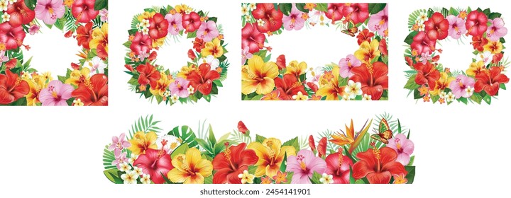 Set of Arrangements from hibiscus flowers