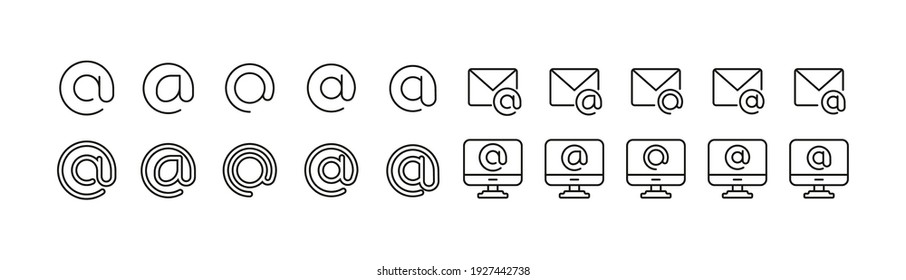 Set of arroba line icons. Premium pack of signs in trendy style. Pixel perfect objects for UI, apps and web. 