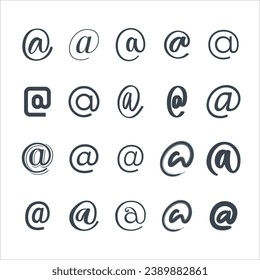 A set of arroba, at sign, at symbol, at the rate, email icon concept design stock illustration