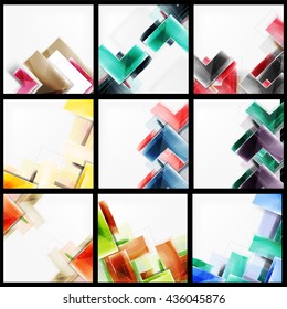 Set of arrow abstract geometric backgrounds. Vector universal blank templates with copyspace