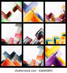 Set of arrow abstract geometric backgrounds. Vector universal blank templates with copyspace