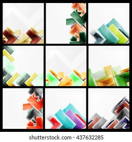 Set of arrow abstract geometric backgrounds. Vector universal blank templates with copyspace