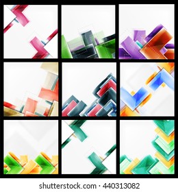 Set of arrow abstract geometric backgrounds. Vector universal blank templates with copyspace