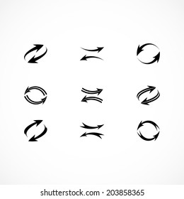 Set of arrow black icons. Vector illustration.