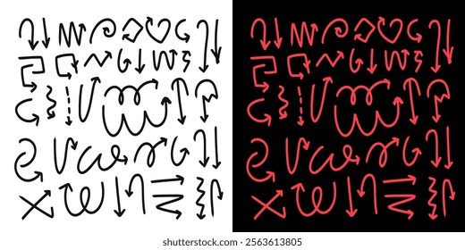 set of arrow brush grunge,scribble doodles element design
