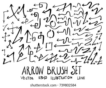 Set of arrow brush illustration Hand drawn Sketch line vector