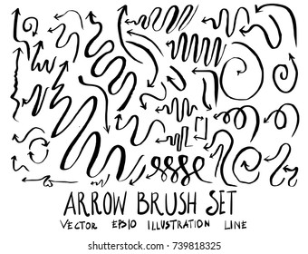 Set of arrow brush illustration Hand drawn Sketch line vector
