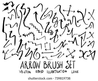 Set of arrow brush illustration Hand drawn Sketch line vector