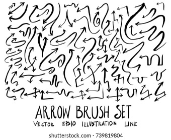 Set of arrow brush illustration Hand drawn Sketch line vector