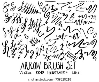 Set of arrow brush illustration Hand drawn Sketch line vector