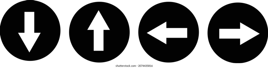 A set of arrow button icons. Round icons.

