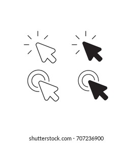 Set of arrow clicking icons. Pointers.