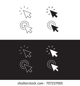 Set of arrow clicking icons. Pointers.
