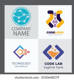 Set of arrow code logo design template.