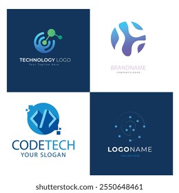 Conjunto de modelo de design de logotipo de código de seta.