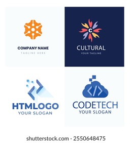 Set of arrow code logo design template.