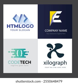 Set of arrow code logo design template.