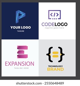 Set of arrow code logo design template.