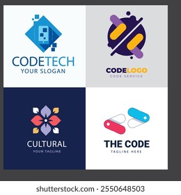 Conjunto de modelo de design de logotipo de código de seta.