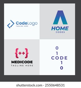 Set of arrow code logo design template.