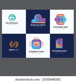 Set of arrow code logo design template.