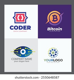 Set of arrow code logo design template.