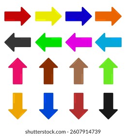 set of arrow collection with different colors and directions