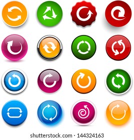 Set of arrow color round buttons for website or app. Vector eps10.