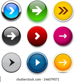 Set of arrow color round buttons for website or app. Vector eps10.