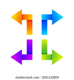 set of arrow colorful logo design template