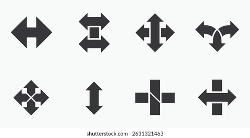 Conjunto de iconos de esquema de combinaciones de flechas.