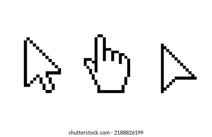 set of arrow cursor and hand cursor on the white background