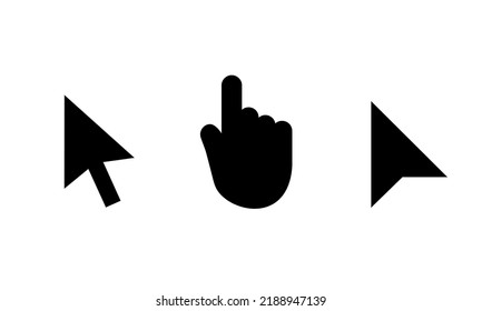 set of arrow cursor and hand cursor on the white background