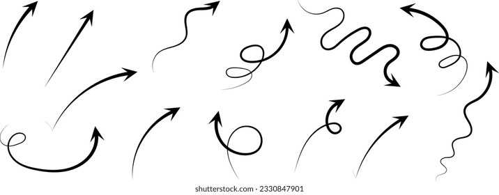 set of arrow curve vector,arrow direction line set