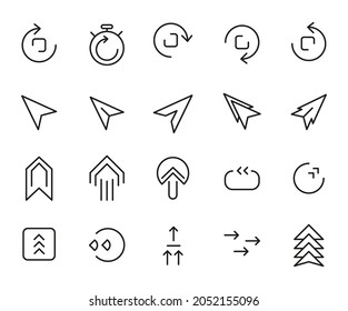 Set of Arrow, Direction, Arrow Button Related Vector Line Icons 
