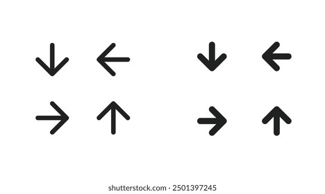 Set Arrow direction, up, down, left, right icon Vector Illustration. Multi direction, upload, download, design circle. vector flat design for symbol, logo, icon, sign, app, UI UX.