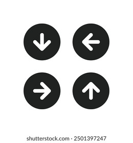 Set Arrow direction, up, down, left, right icon Vector Illustration. Multi direction, upload, download, design circle. vector flat design for symbol, logo, icon, sign, app, UI UX.