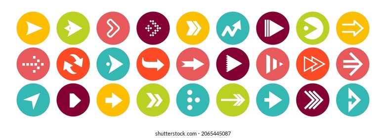 set of arrow directions reaching twenty-seven with colorful circle background