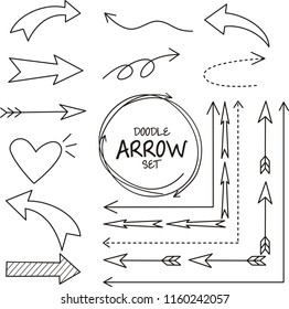 Set of Arrow Doodle on white background