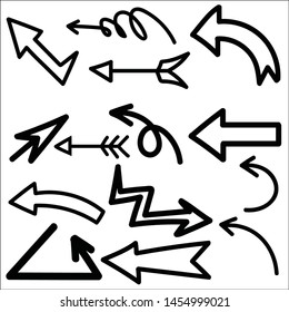 Set of arrow doodle on white background.Vector illustrations.