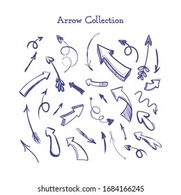 Set of arrow doodle on white background