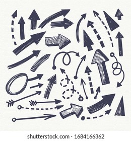 Set of arrow doodle on white background