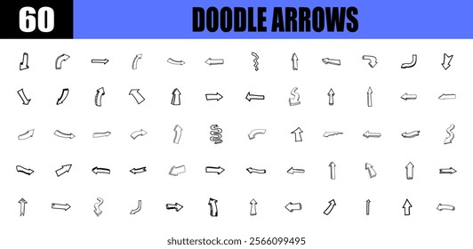 Set of arrow doodle on white background. simple sign.