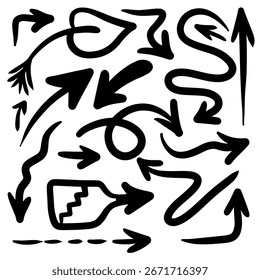 Set of arrow doodle on white background for design.