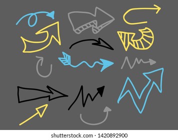 set arrow with doodle style